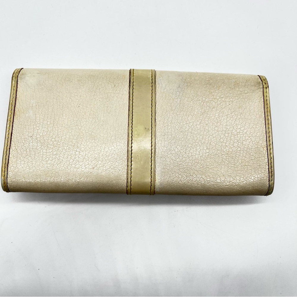 Louie Vuitton Cream Leather w/Gold Metal Red Trim/Yellow Stitching Suhali Wallet - Picture 2 of 13
